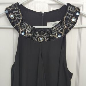 Badgley Mischa Belle sleeveless flowy black dress embellished neckline size 4